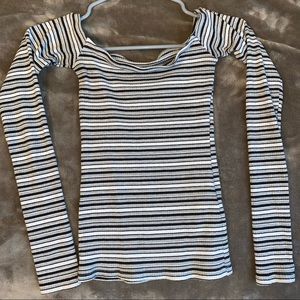 Off shoulder stripped shirt